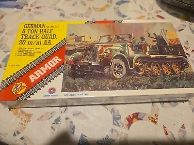 Vintage 1974 AHM German 8 Ton Half Track Quad AA Truck Tank Model Kit 1/72 • $12