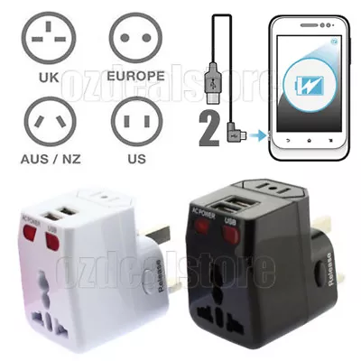 $17.95 • Buy Travel Adapter Dual 2 USB Port Universal Adaptor World Charger UK US EU AU Plug