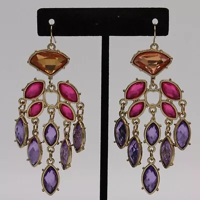 ShoeDazzle Pastel Party Gold Tone Multi-Color Chandelier Style Dangle Earrings • $14.99