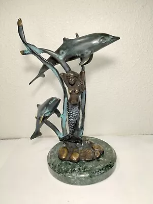 Bronze Statue Sculpture Mermaid Dolphins SPI San Pacific Intl  • $69.95