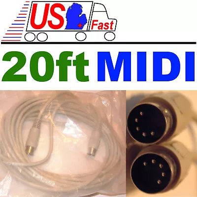 20ft Long MIDI Male~M Patch Cable/Cord/Wire 5pin DIN Digital Audiosynthesizer • $13.95