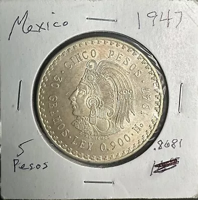 Mexico 1947 Silver 5 Pesos UNC • $34