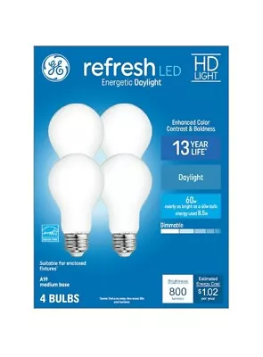  GE Refresh 1-Pack 4-BULBS 60watts Lights Daylight White Light A19 LED • $9.75