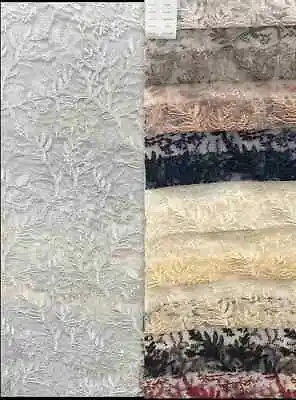 OMAHA Glitter Embroidered Mesh Fabric. Lace Netting Material For Sewing Etc. • $3.99