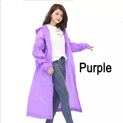 Women Men Adults Waterproof Jacket Raincoat Rain Coat Hooded Poncho Rainwear NEW • $7.19