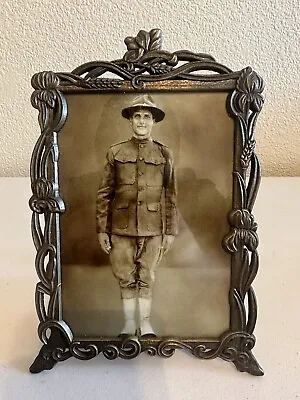 WWI Soldier Real Picture Photo Antique Military Army In Vintage Frame • $75