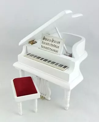 Dollhouse Miniature - Grand Piano With Bench White T5213 • $25.95