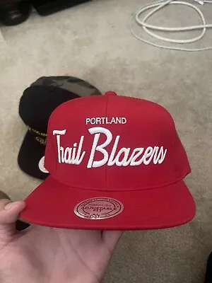 Mitchell & Ness Portland Trail Blazers Script Snapback Red White • $20