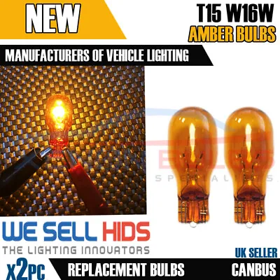 2x 921A 12V 18W Amber Capless Indicator ORANGE Wedge T15 Light Bulbs W2.1x9.5D • £2.95