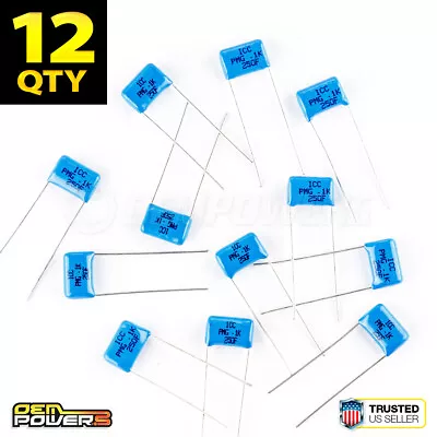 12 X 0.1uF 0.1 TEF 250V 125C Metallized Polyester Film Capacitor 2721053 NEW • $6.89