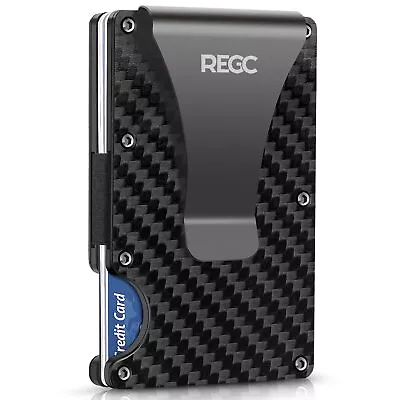 Carbon Fiber Wallet Metal Money Clip Wallet RFID Blocking Minimalist Wallet... • $31.36