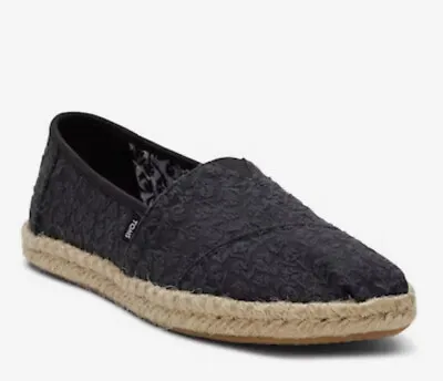 Toms Alpargata Rope Womens Slip On Casual Espadrilles In Black Size US 9.5 • $50