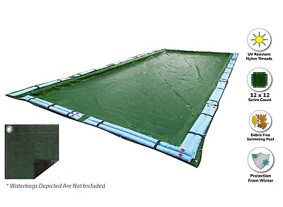 Supreme Plus Rectangle Green Swimming Pool In-Ground Winter Cover (Choose Sizes) • $109.99