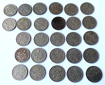 Vintage Great Britain Six Pence 1962 - 1964 X 27 Coins Total • £4.99
