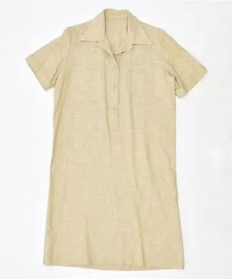 VINTAGE Womens Shirt Dress UK 18 XL Beige HN10 • $7.09