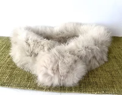 Vintage Real Rabbit Fur Headband Or Scarf With A Pom Pom Closure One Size • $9.95