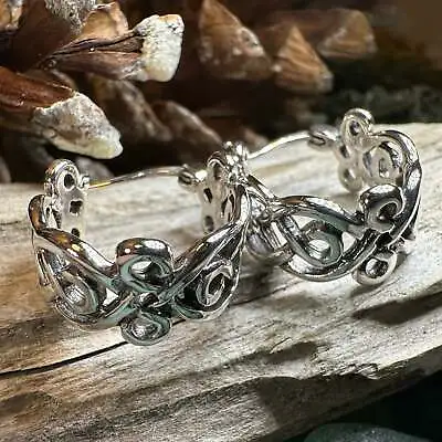 NEW Solid Sterling Silver Celtic Hoop Earrings Irish Ireland Scottish Ladies 925 • $39.99