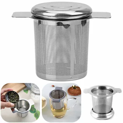 Stainless Steel Mesh Tea Infuser Strainer Loose Leaf Metal Cup Filter With Lid • £3.71