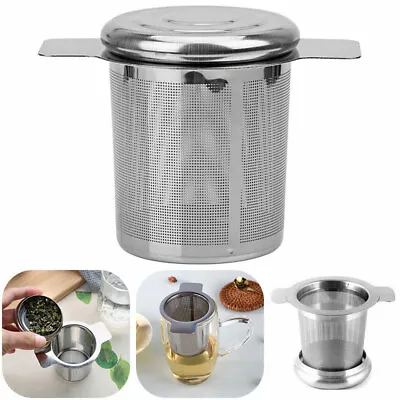 £6.49 • Buy Stainless Steel Tea Infuser Metal Mesh Cup Strainer Loose Leaf Filter With Lid