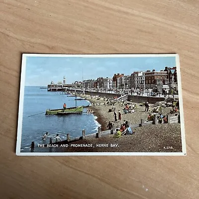 £0.99 • Buy Vintage Postcard The Beach & Promenade Herne Bay 1957 D5