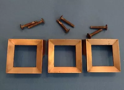 (3) Vintage MCM BRASS DRAWER PULLS Geometric Square Sewing Cabinet • $29.99