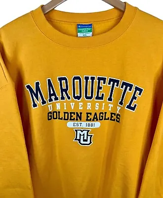 MARQUETTE CHAMPION Mens 2XL 28W Fleece Sweatshirt GOLDEN EAGLES Yellow Shirt XXL • $25
