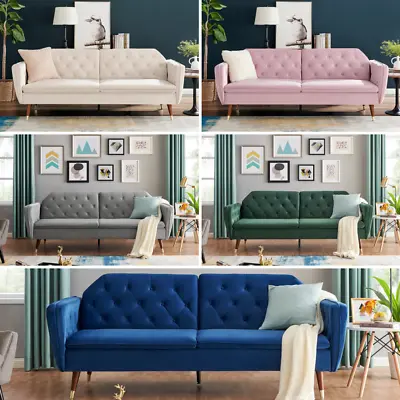 Sofa Bed 3-Seater Click Clack Double Bed Luxury Velvet Sofa Guest Bed  • £319