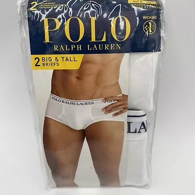 NEW Polo Ralph Lauren Cotton Knit Mid Rise Briefs 2 Pack Big Tall Men's Size XL • $17.91