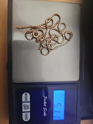 9ct Rose Gold Box Link Chain/Necklace 5.10g 20inch Repair Or Scrap • £0.99