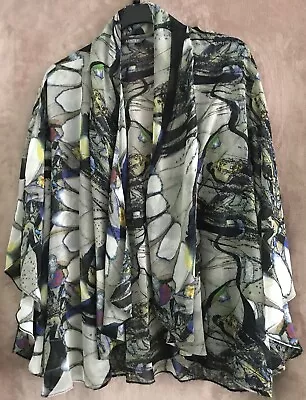 M & S Limited Collection Ladies Short Sleeved Fine Kimono Jacket - Uk16 Multi • £15