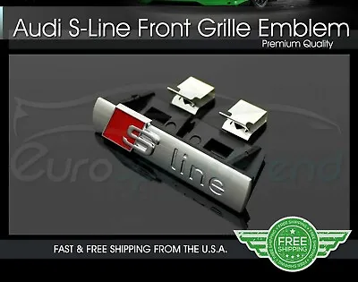 S LINE Grill Emblem For Audi A3 A4 A5 A6 A7 Q3 Q5 Q7 Front Hood Grille Badge • $34.90