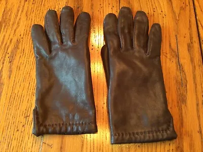 Women’s Vintage Soft Brown Leather Gloves Wool Lining Size Medium • $4