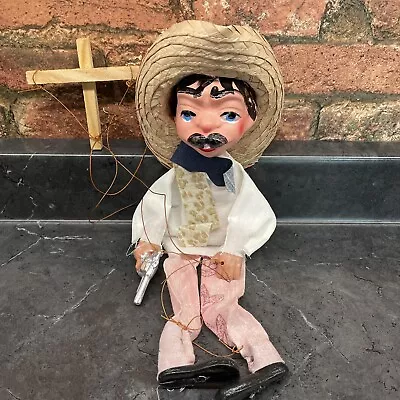 Vintage Mexican Marionette String Puppet Doll Folk Art Gunslinger • $11