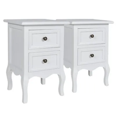 £79.95 • Buy Bedside Table Pair White Bedroom Unit Cabinet Nightstand With 2 Drawers In Each