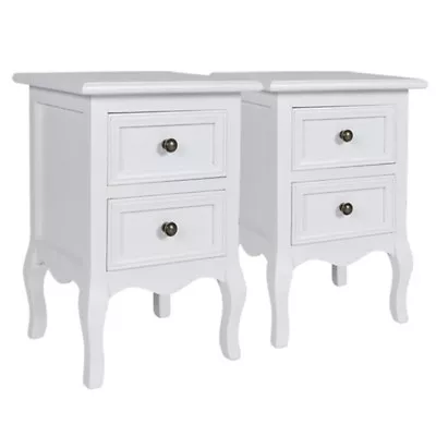 £64.95 • Buy Bedside Table Pair White Bedroom Unit Cabinet Nightstand With 2 Drawers In Each