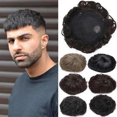 Clip In Mono Men's Toupee Hairpieces 100% Remy Human Hair Replacement System • £33.99