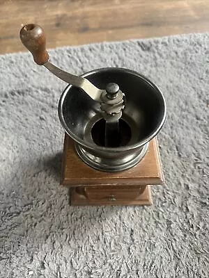 Vintage Hand Crank Coffee Grinder Made Of Wood • £10