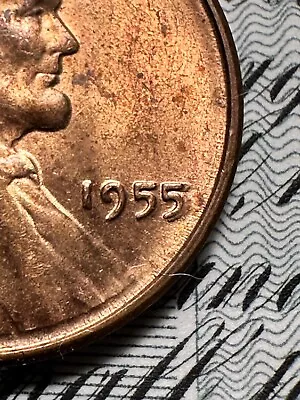 1955P LINCOLN WHEAT CENT BU Cracked Skull & Bust & POOR MAN'S DOUBLEd DIE LAST 5 • $17