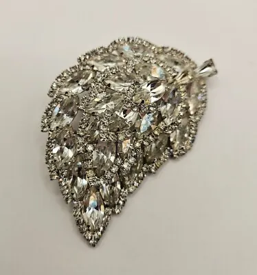 Vintage Brooch Pin WEISS Large MASSIVE Rhinestone CLUSTER WAVY STATEMENT Piece • $59.99