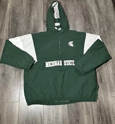 Vintage Michigan State Spartans  Half Zip Padded Jacket Size XL • $50