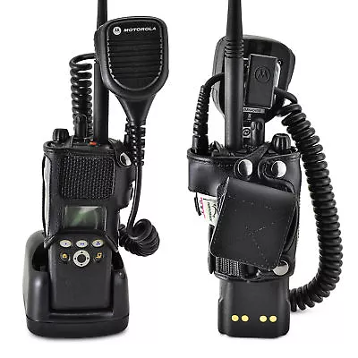 Motorola XTS1500 2 Way Radio Belt Clip Holder Fits In Charger Black Leather • $64.99