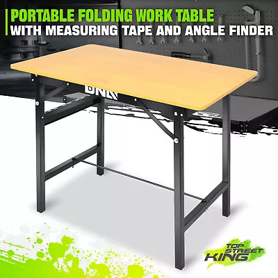 100 KG Heavy Duty Foldable Desktop Metal Table Work Bench Wood Top Yellow/Black • $89.99