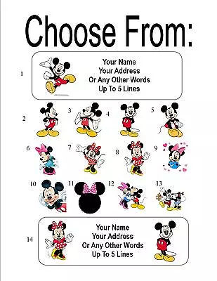 30 Mickey And/or Minnie Mouse Personalized Address Labels • $2