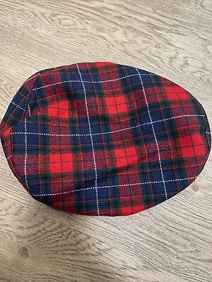 Pendleton Graphic Red Plaid Beret Hat Cap Wool Size Medium • $24.99