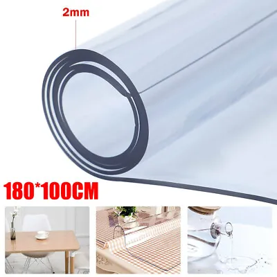 2mm Thick 100*180cm Clear Transparent Vinyl PVC Tablecloth Table Protector Cover • £20.99