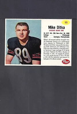 1962 Post Cereal Football #111 Mike Ditka-1--sp--bears--no Creases--ex/mt++ • $164.99