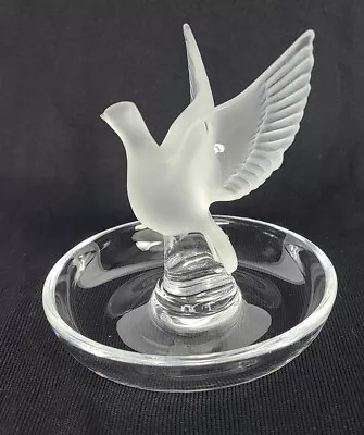 LALIQUE Vintage Crystal Thalie Dove Pin Tray - Made In France - • $159