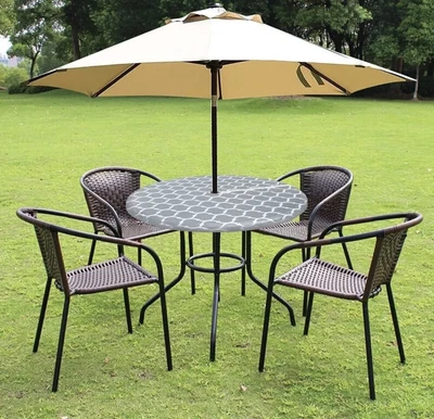 $7 • Buy Vinyl Outdoor Tablecloth With Umbrella Hole And Zipper Round Fitted Waterproof