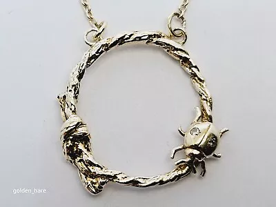 Vintage Alex Monroe Diamond Ladybird Necklace Yellow Gold Vermeil Silver • $135.52