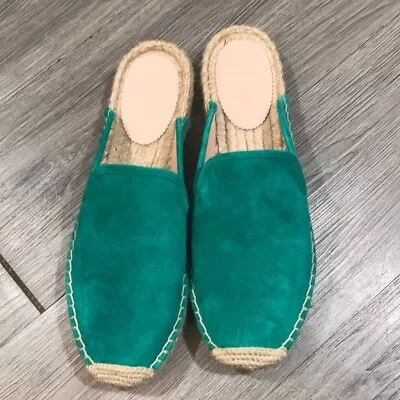 J Crew NEW Green Suede Espadrille Loafers Size 8.5 • $52.25